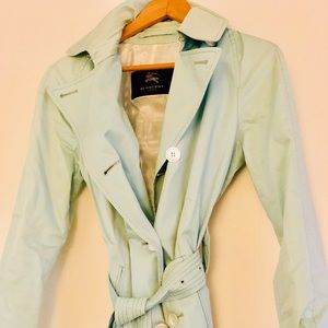 Burberry light blue short trench. Belted